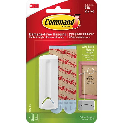3M Command wire-backed adhesive hanger for damage-free picture hanging up to 5 pounds in home decor and hardware use