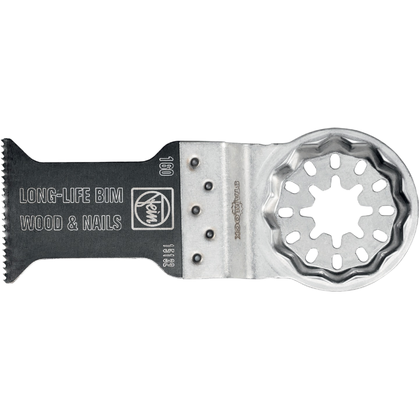 Bi-metal long-life oscillating blade with star-shaped universal mounting design, suitable for cutting wood and nails in power tool accessories at Hartville Hardware.