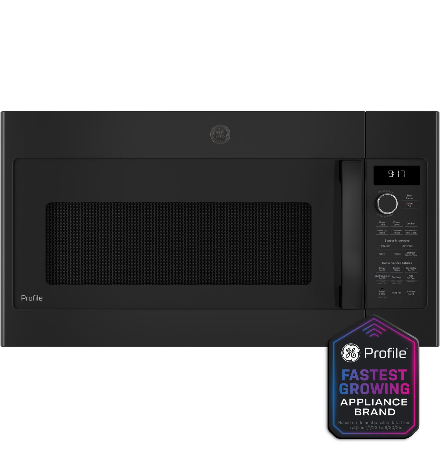Black convection over-the-range microwave with digital controls and dial from Microwaves and Kitchen collections