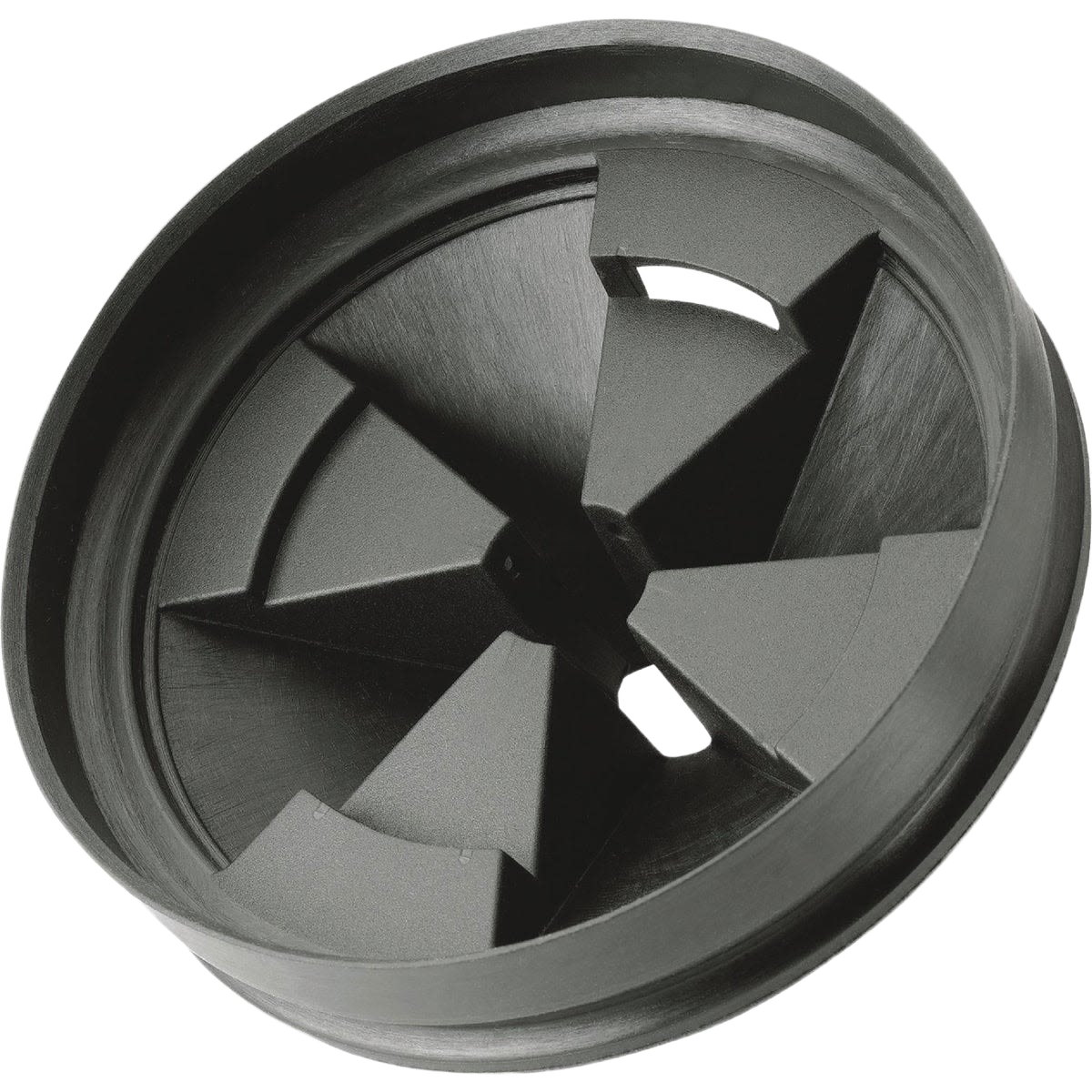 Black antimicrobial sink baffle designed to reduce noise and splashing in plumbing parts and repair collections