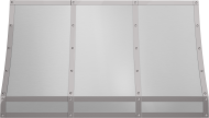 Wall mounted stainless steel chimney hood with polished steel banding for modern kitchens in appliances collection