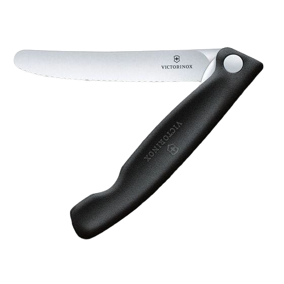 Foldable serrated kitchen knife with black handle designed for versatile use in cooking utensils and kitchenware collections under $50