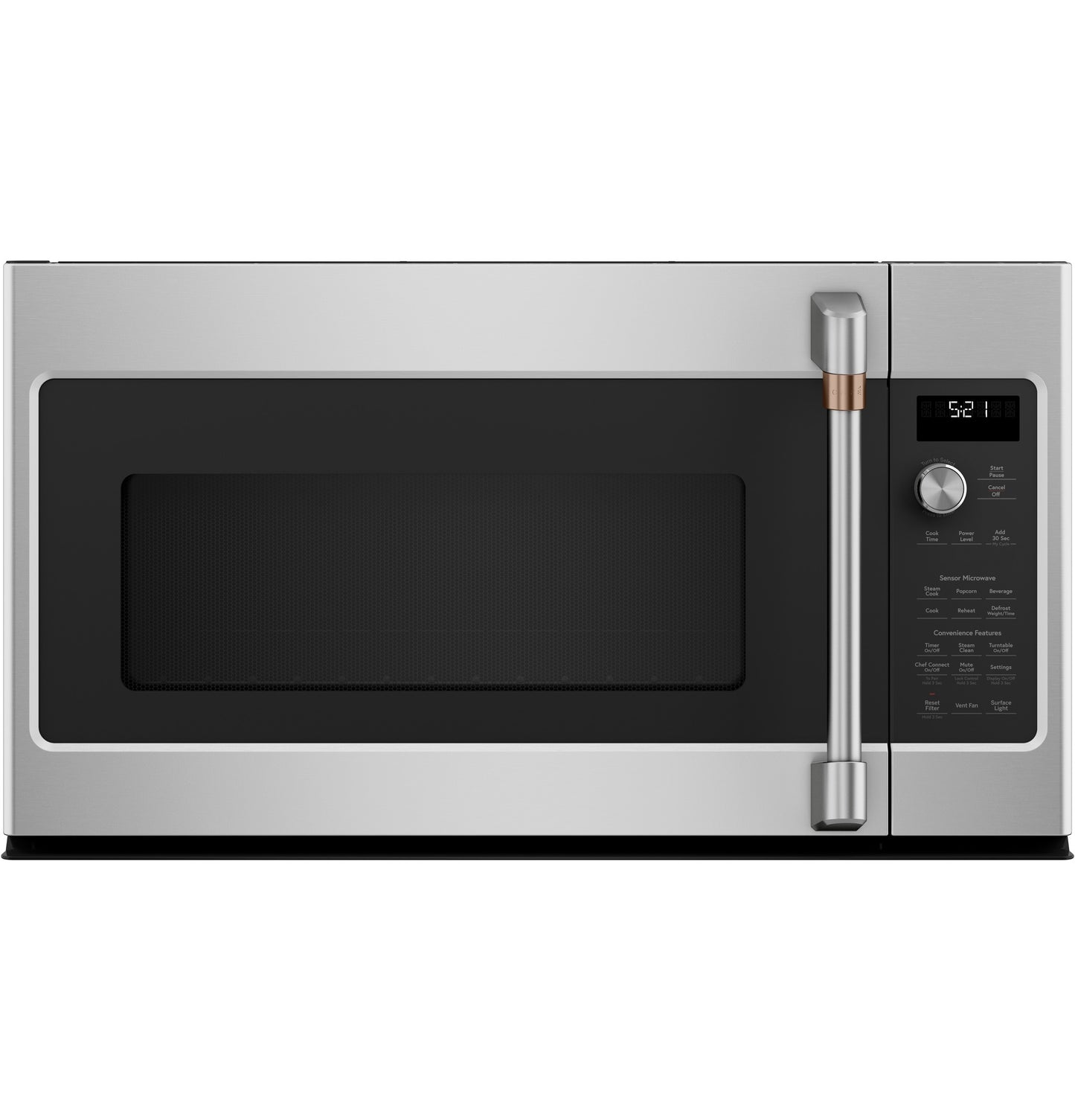 Stainless steel over-the-range microwave with digital display, control knob, and vertical handle from Kitchen & Kitchenware collection