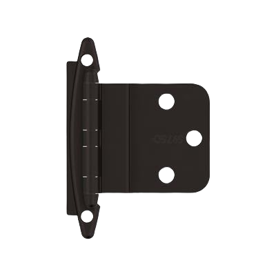 Oil-rubbed bronze inset cabinet hinge with self-closing feature for face mount installation in home improvement projects