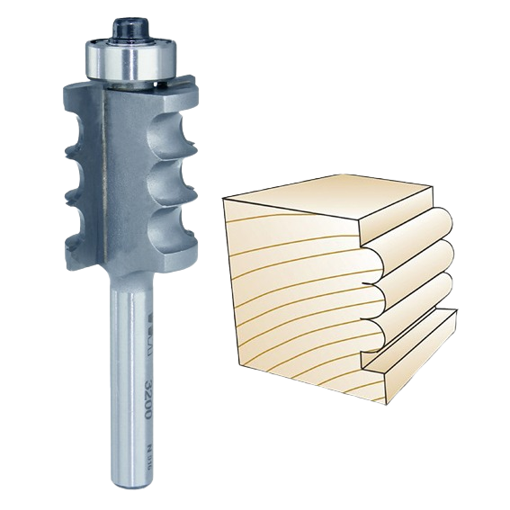 Whiteside multi-beading router bit shown with sample wood cut profile for detailed woodworking tools and accessories under $100