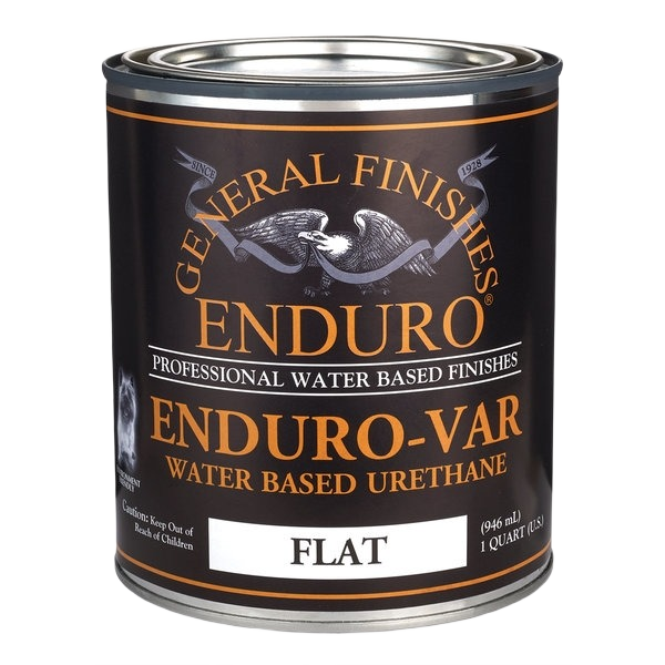 Quart can of General Finishes water based urethane flat finish for wood sealing in paint and supplies collection