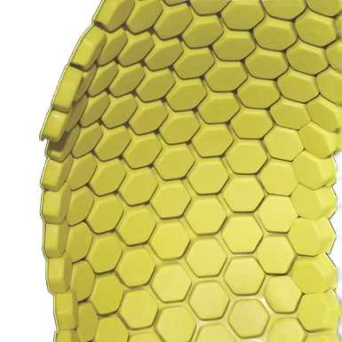 Yellow hexagonal-patterned knee pad inserts with XRD® protection for durable comfort in Safety and Hardware collections under $50