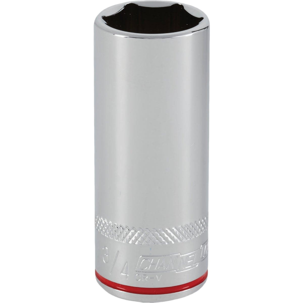 Silver 3/4 inch 6-point deep socket with textured grip band for hand tools and home improvement tasks under $50 collections