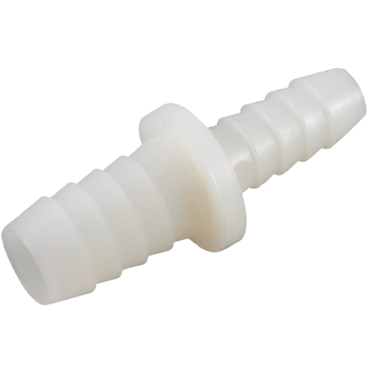 White nylon barb insert coupling with dual hose connectors for plumbing and Pipes & Fittings projects under $50