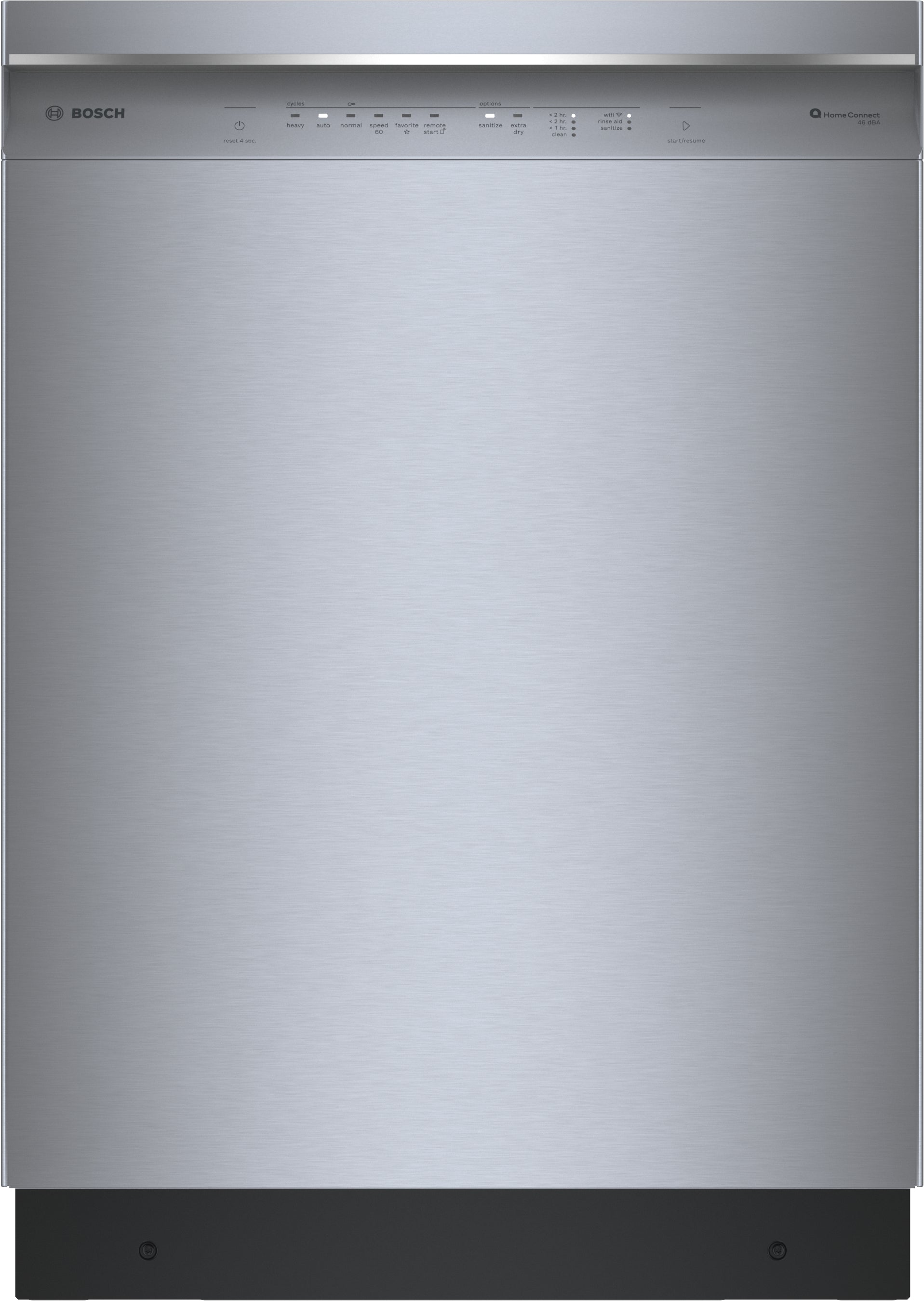 Stainless steel 24-inch Bosch dishwasher with anti-fingerprint finish and digital control panel in Kitchen & Appliances collections