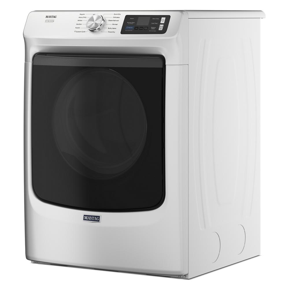 White front load gas dryer with digital controls and large tinted glass door from Dryers collection at Hartville Hardware