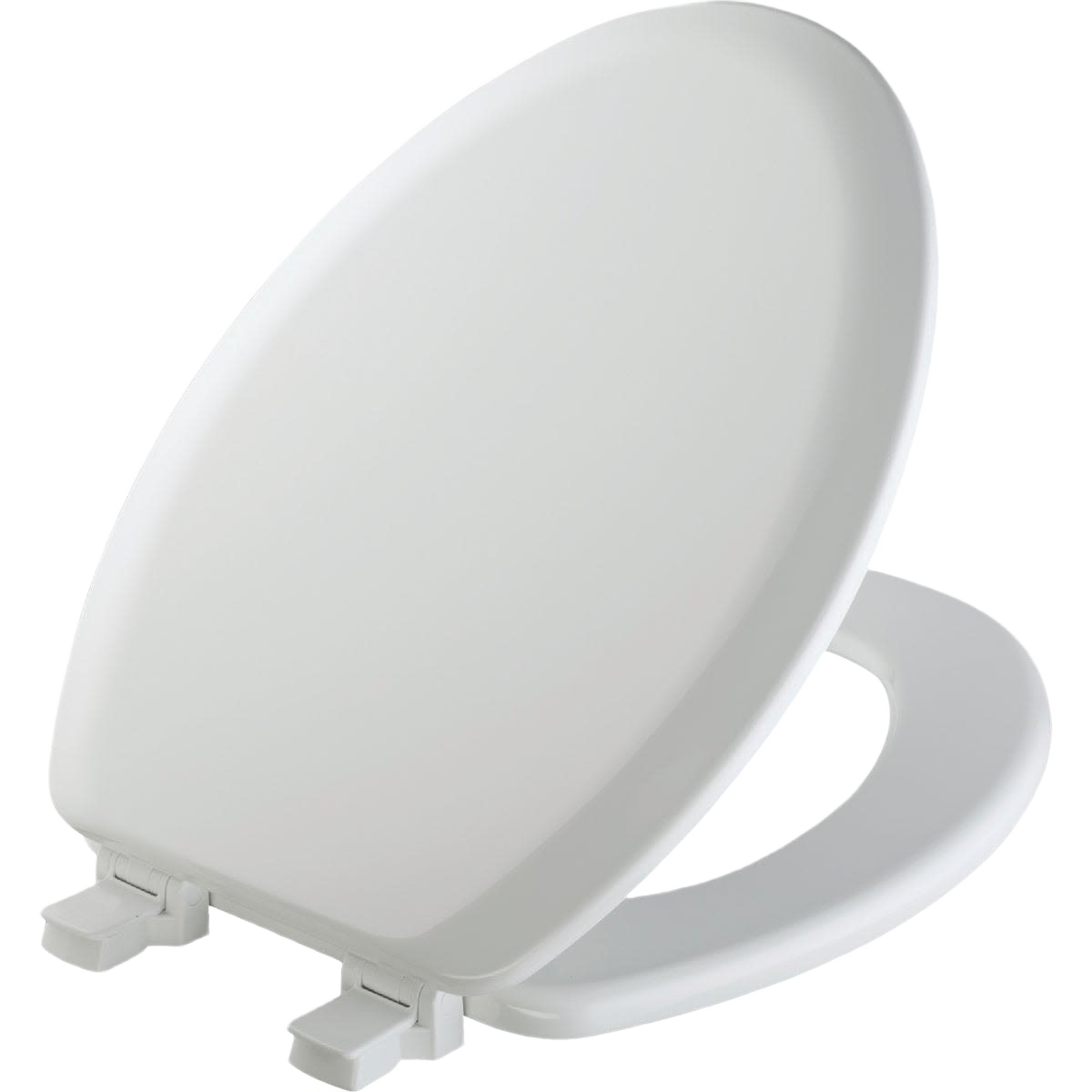 Elongated white wood toilet seat with smooth finish designed for home bathroom improvement projects