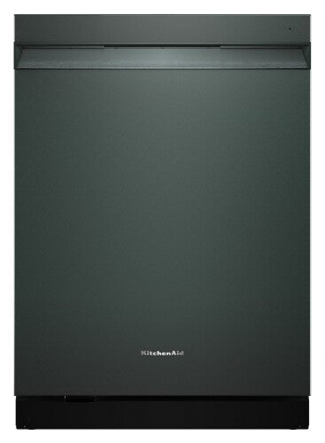 Built-in black KitchenAid dishwasher with top control, pocket handle, and minimalist design, part of Dishwashers, Built-in Dishwashers, KitchenAid, and Appliances collections.