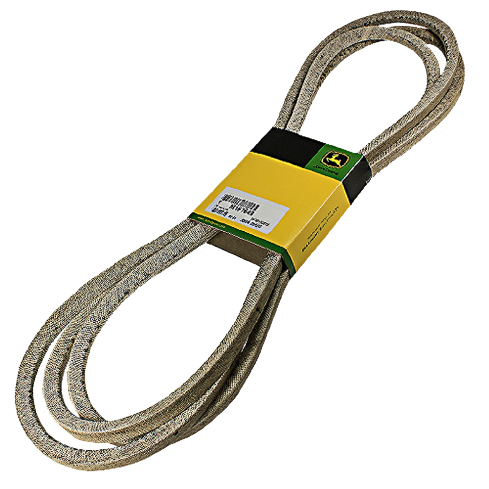 Durable mower deck drive V-belt with reinforced fibers for reliable performance in lawn equipment maintenance tasks