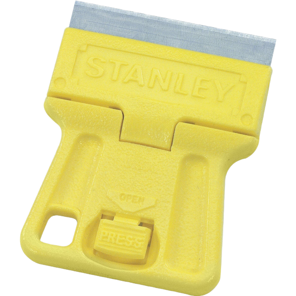 Compact yellow mini scraper with replaceable blade for precision cutting in woodworking and home improvement tools collections