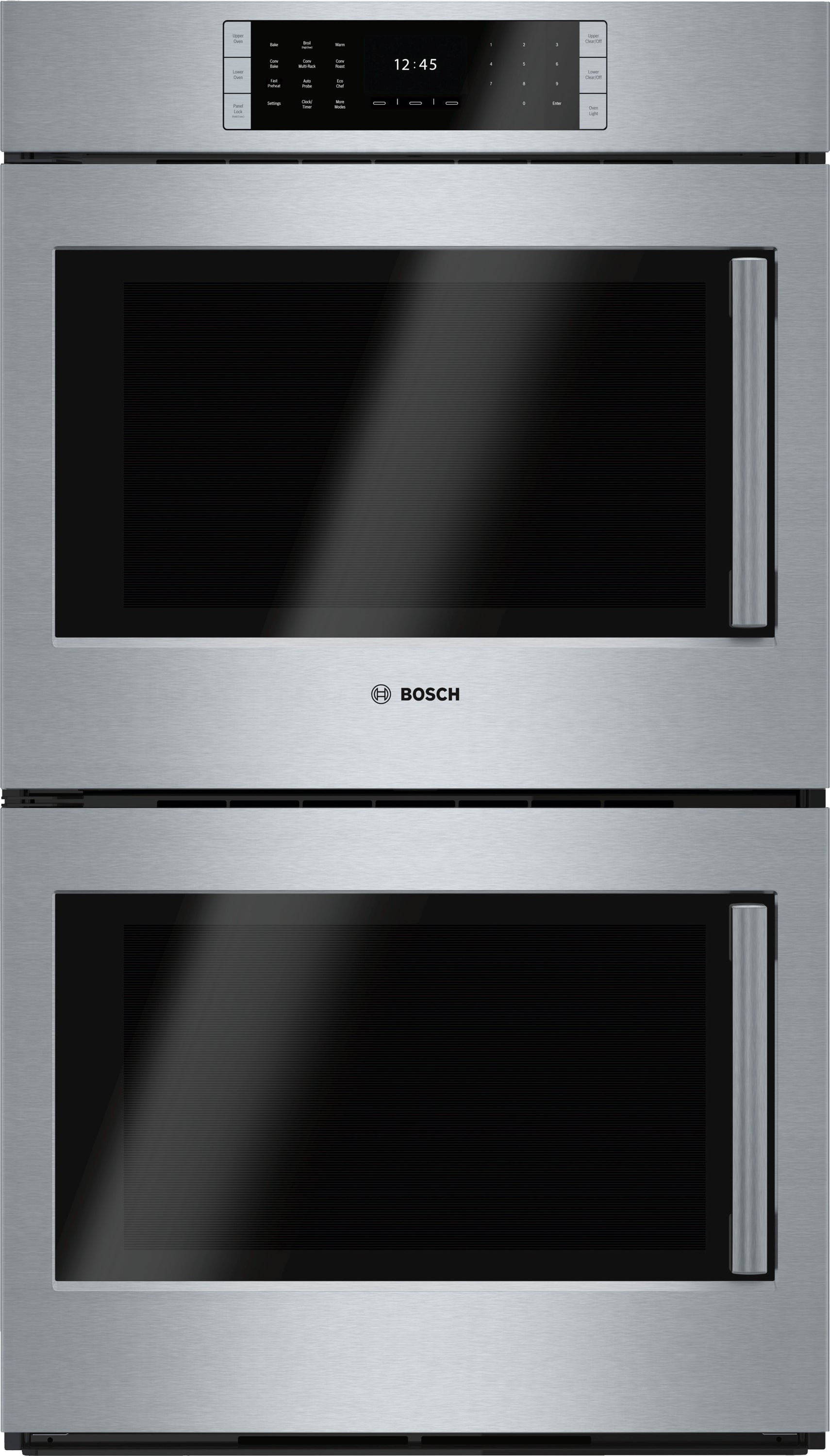 Stainless steel Bosch double wall oven with digital touch control and dual cavity design from Wall Ovens collection