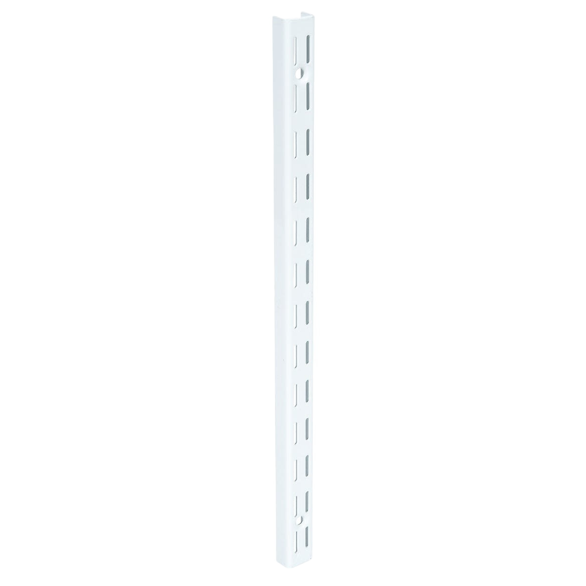 White epoxy-coated steel wall upright with double slot design for durable storage and organization under $50 collection