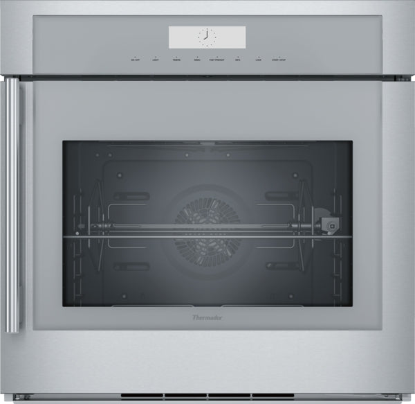 Stainless steel single wall oven with right side opening door and digital control panel from wall ovens collection