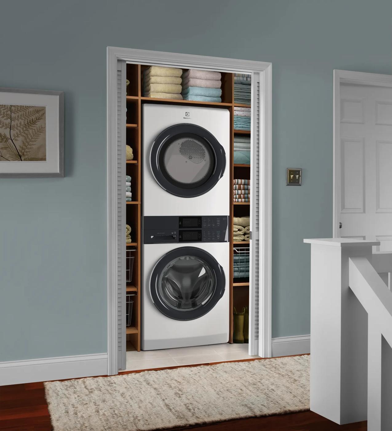 Laundry Tower Single Unit Front Load 4.4 Cu. Ft. Washer & 8 Cu. Ft. Electric Dryer