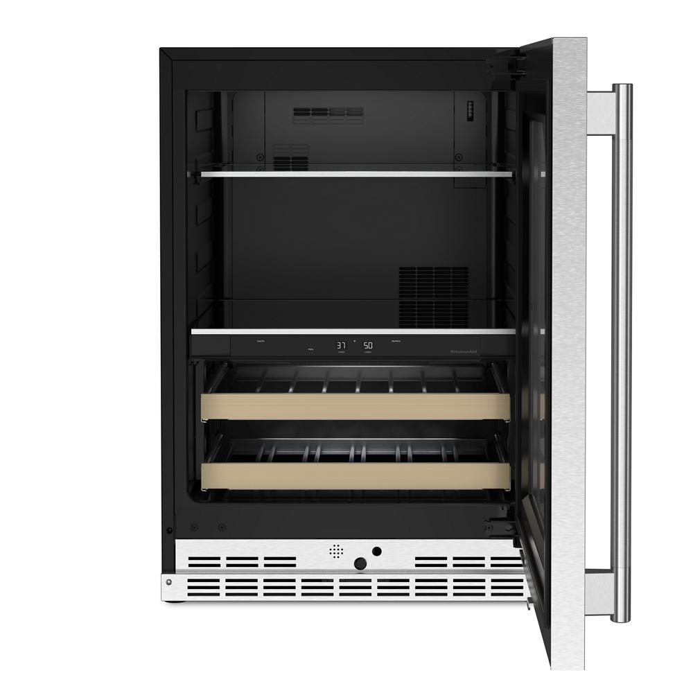 24" Beverage Center with Glass Door and Wood-Front Racks