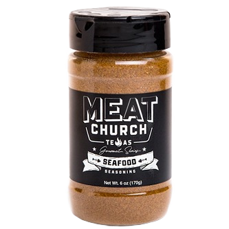 6 oz container of gluten-free Texas seafood seasoning rub in black-labeled plastic jar for grilling and BBQ collections