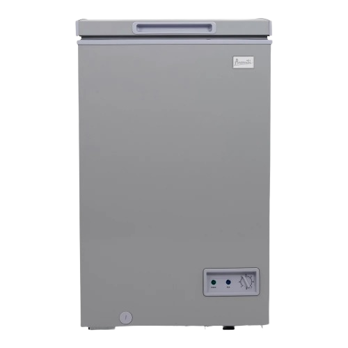 Gray compact chest freezer with top lid and temperature control panel from Freezers & Ice Makers collection