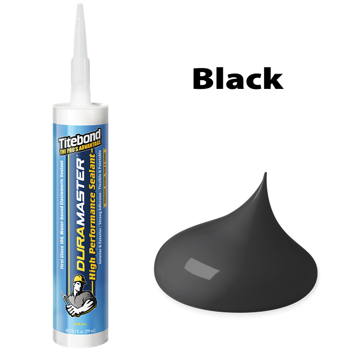 Black high performance elastomeric sealant tube with angled nozzle and sealant drop for home improvement tools collection