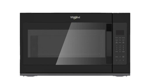 Black Whirlpool over-the-range microwave with digital sensor controls and blue display from Microwaves and Kitchen & Kitchenware collections