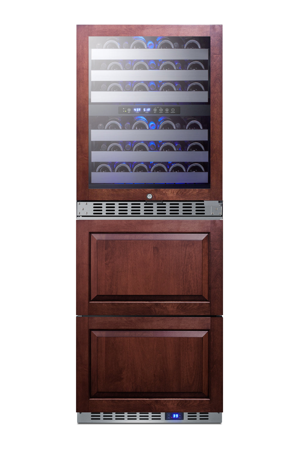 24" Wide Combination Dual-Zone Wine Cellar and 2-Drawer All-Refrigerator (Panels Not Included)