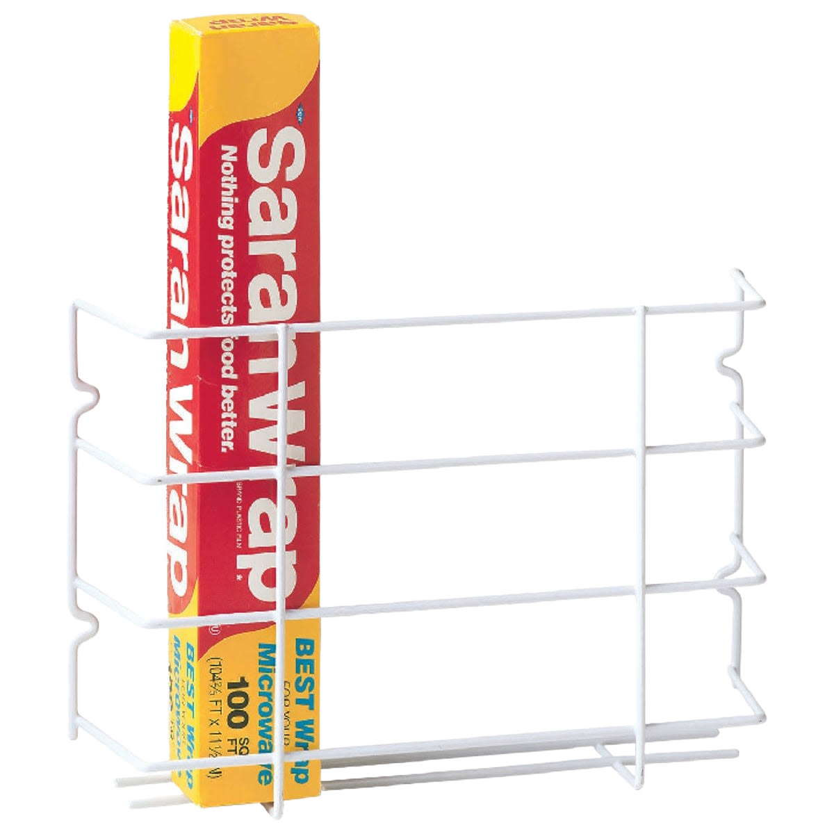 White wire kitchen wrap rack with vinyl coating, designed for door mounting and organizing kitchen gadgets under $50 collection