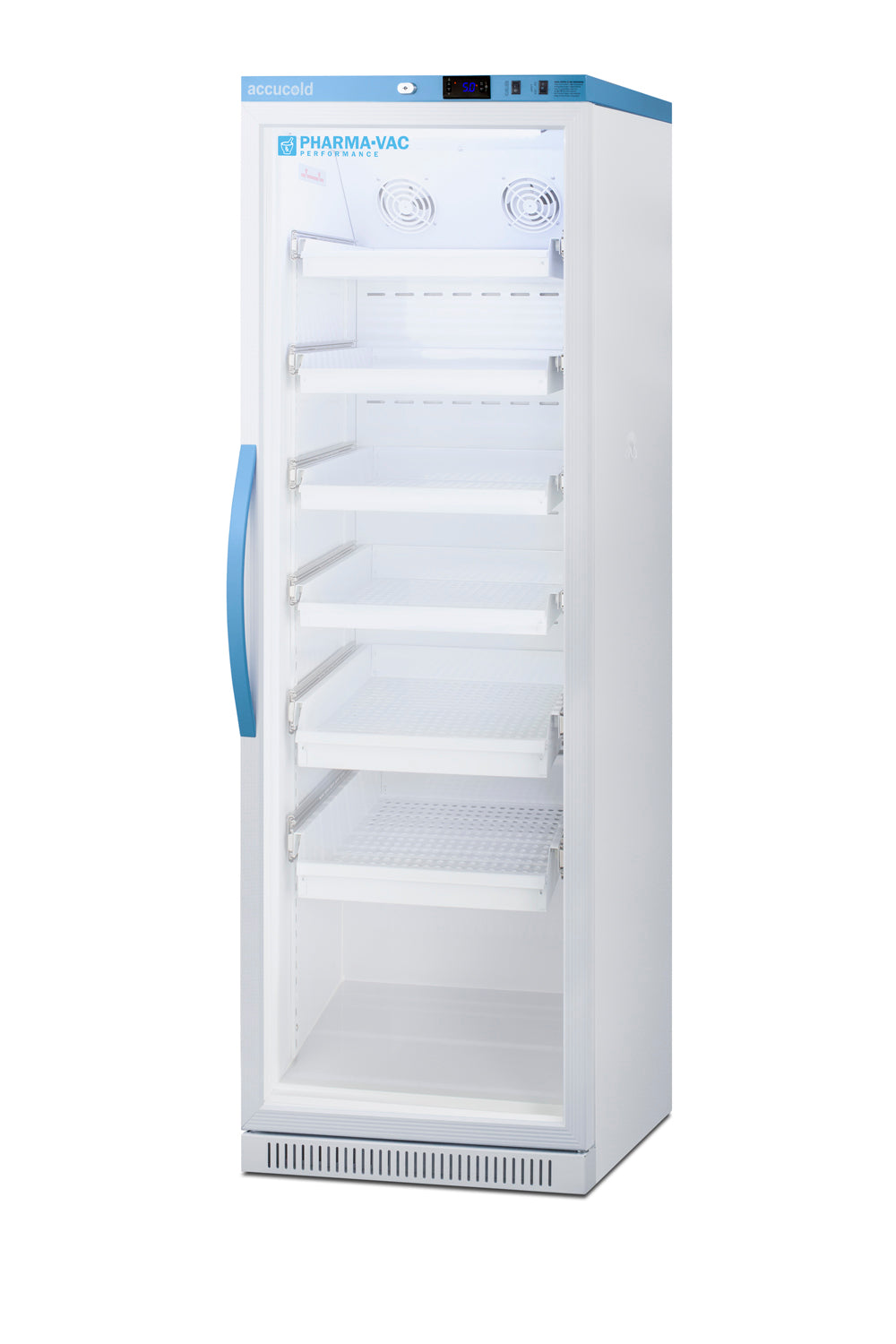Upright vaccine refrigerator with adjustable removable drawers and digital temperature display in refrigerators collection