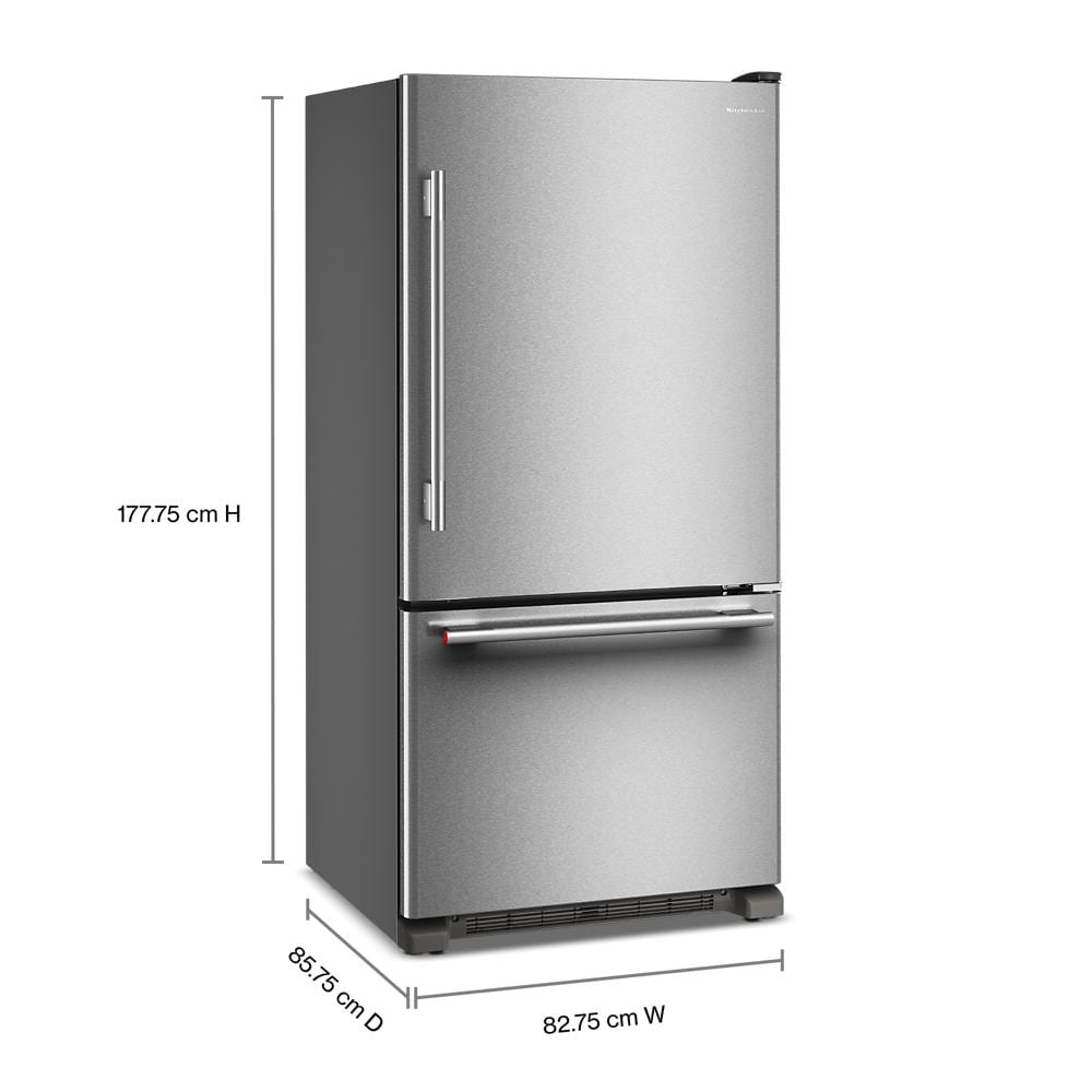 22 Cu. Ft. 33-Inch Bottom Mount Refrigerator with Right Door Swing in PrintShield® Stainless Steel