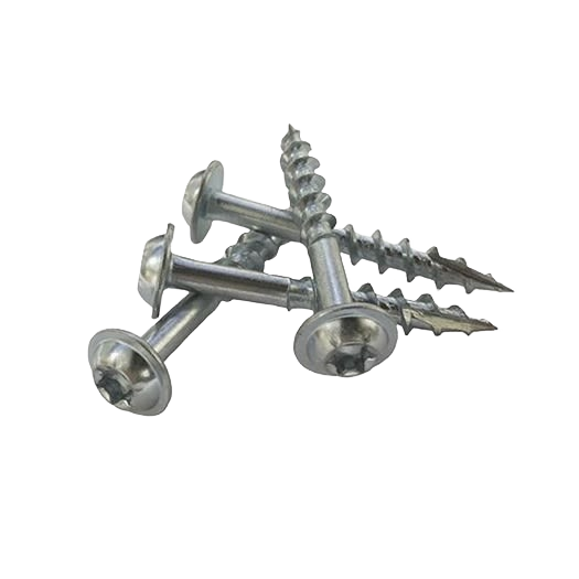 Zinc-coated coarse-thread pocket screws with T20 Star washer heads for woodworking tool accessories and home improvement projects