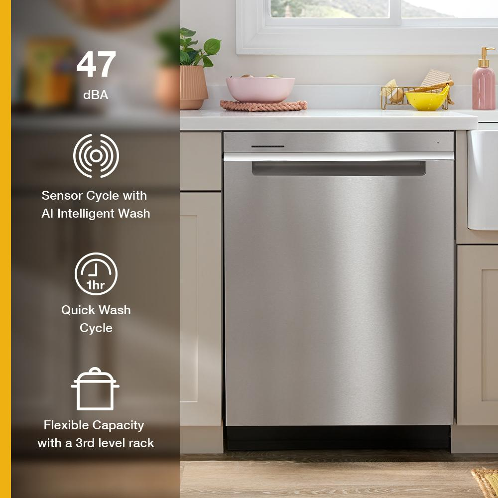 24” Stainless Steel Dishwasher with AI Intelligent Wash - 47 dBA