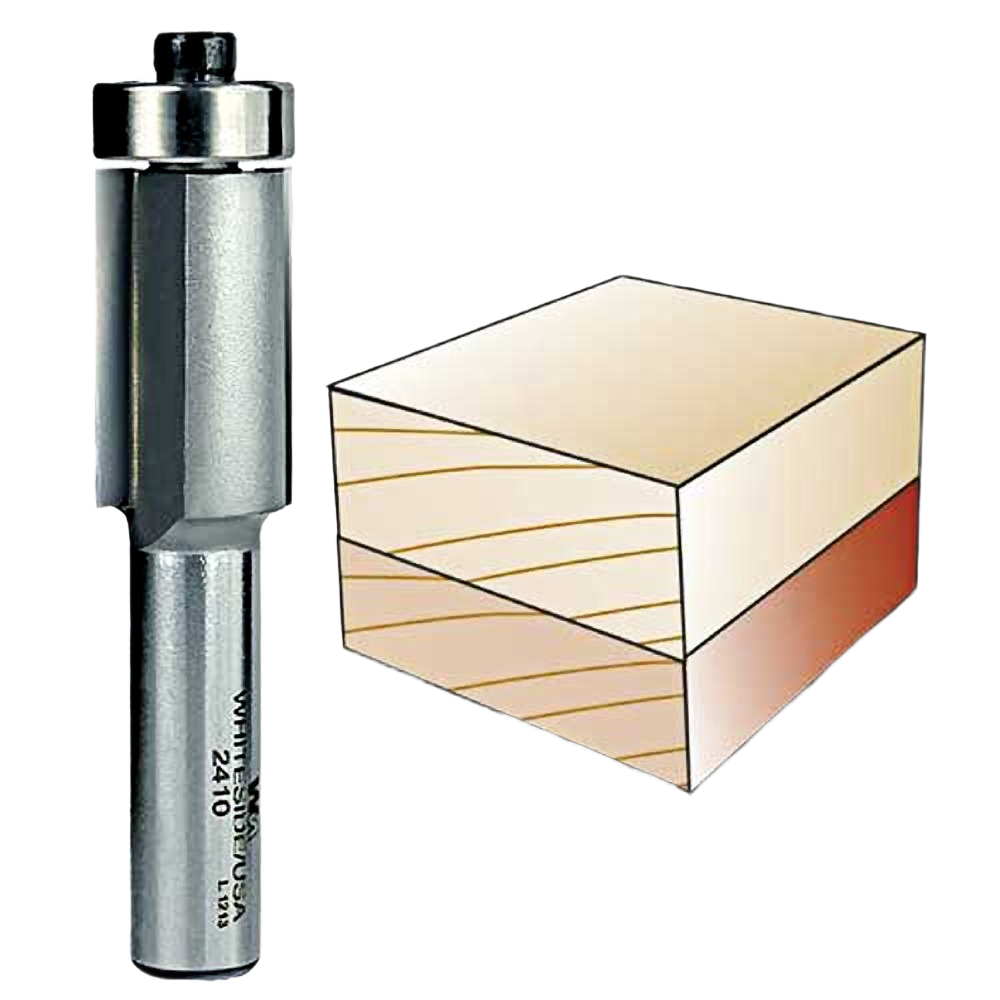 Metal flush trim bit with bearing guide for precise woodworking and home improvement tool accessories collections