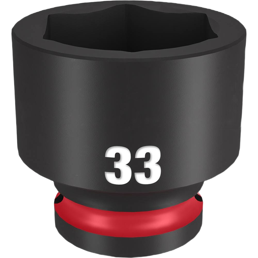 33-mm black impact socket with red ring, designed for heavy-duty woodworking and hand tool collections under $50