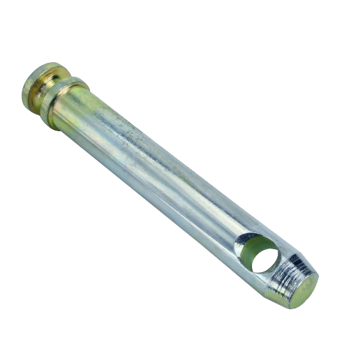 Zinc-plated steel top link pin with hole for secure attachment in John Deere parts and accessories collections