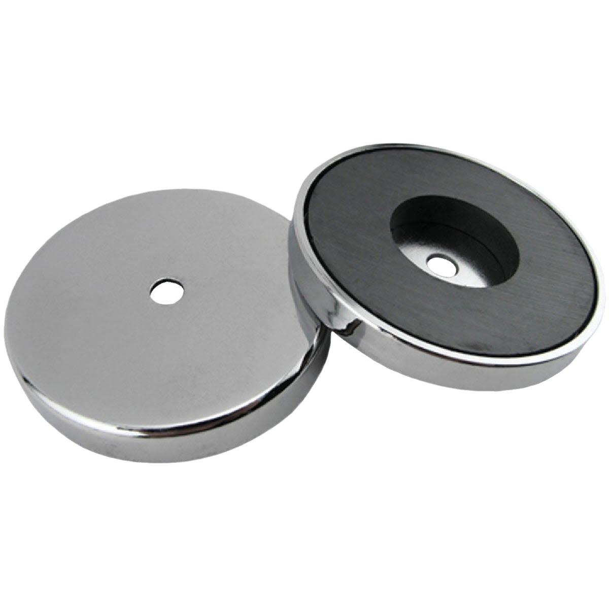 Pair of chrome magnetic bases with central holes for mounting in hardware and office supply tools under $50 collections