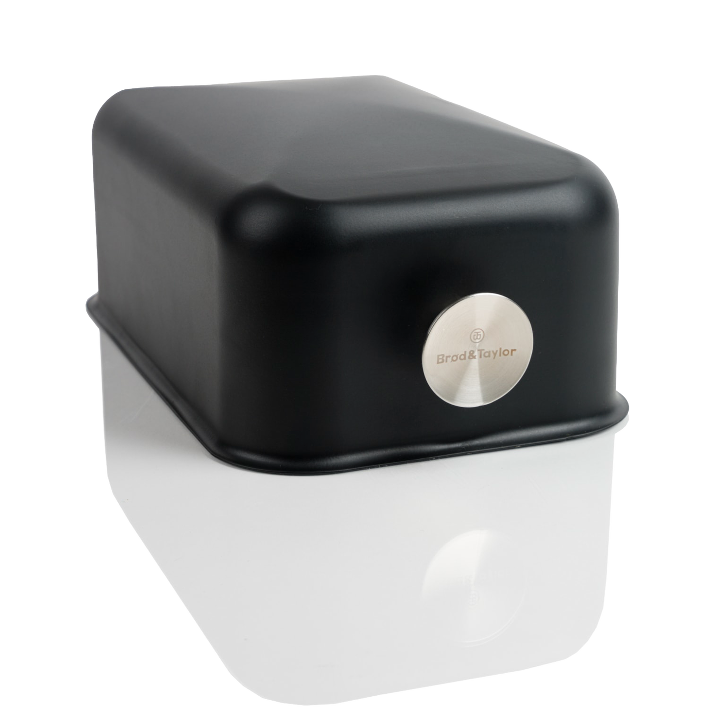 Black and white baking shell with stainless steel logo badge, part of kitchenware and bakeware collections under $100