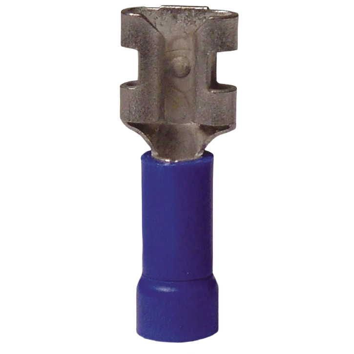 Blue vinyl-insulated female barrel disconnect for electrical wire connections in home improvement and wire projects under $50