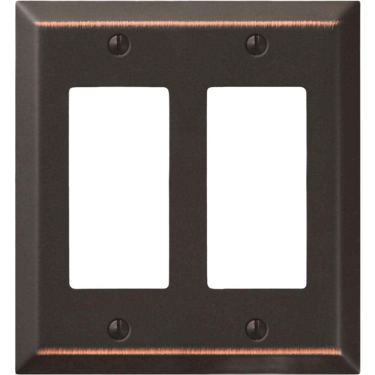 Stamped steel 2-gang rocker decorator wall plate in aged bronze finish for Electrical and Wall Plates collections