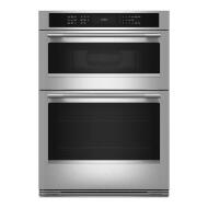Stainless steel 30-inch electric combo wall oven with digital controls in KitchenAid appliances at Hartville Hardware