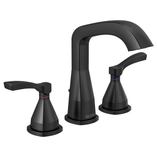 Matte black widespread two-handle faucet for bathroom sinks in Faucets & Showerheads and Plumbing collections