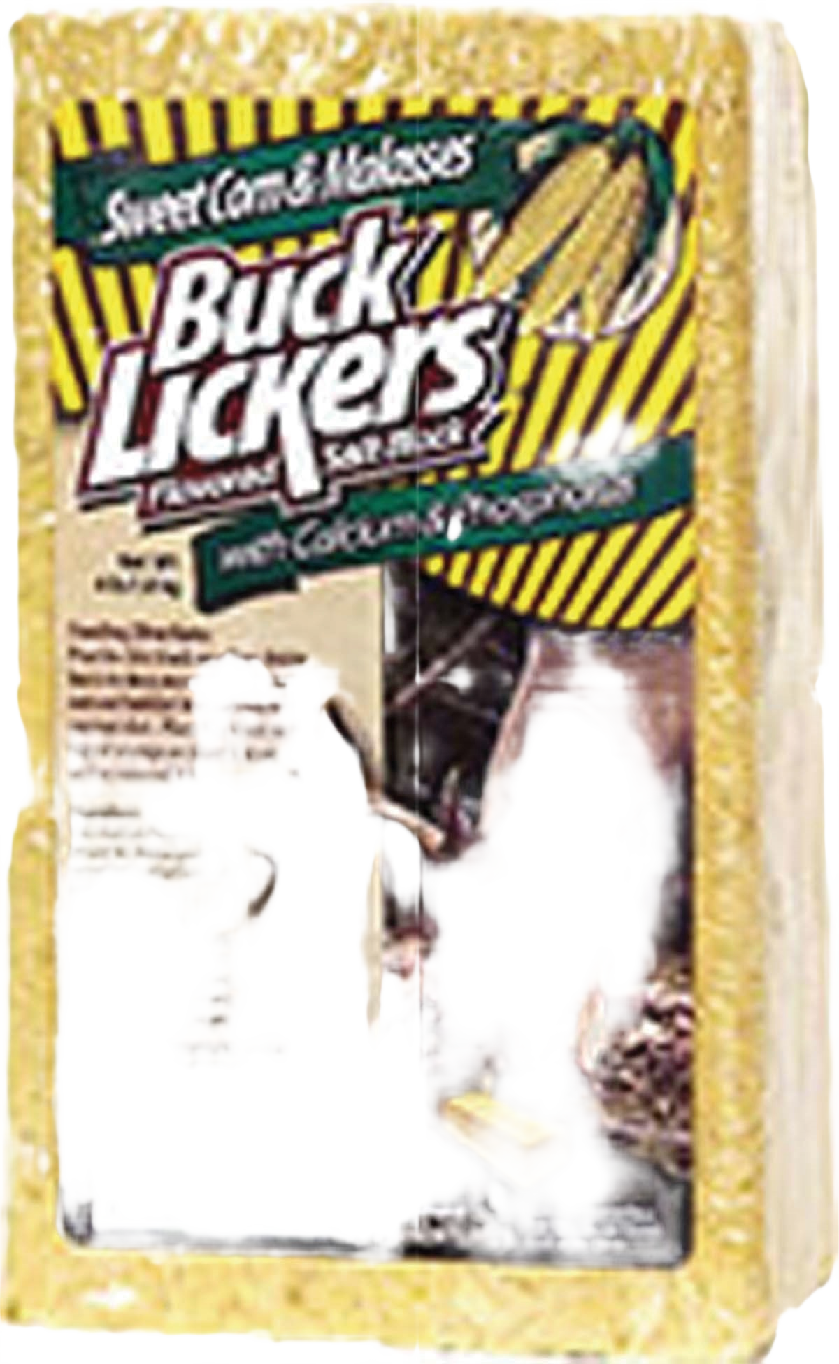 Block of flavored salt with sweet corn and molasses scent for wildlife mineral and nutrient supplement use