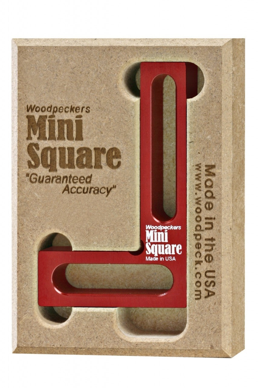 Compact red woodworking mini square tool in holder for precise right-angle measurements in hand and measuring tools collections