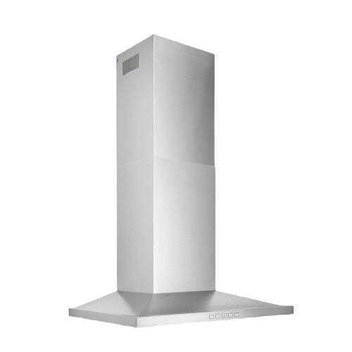 Stainless steel pyramid chimney hood with LED lights and vent for kitchen ventilation and home improvement use
