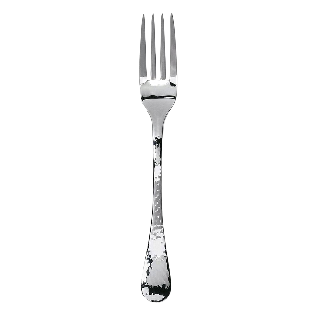 Hammered finish dinner fork with faceted handle, part of flatware and kitchenware collections for elegant table settings