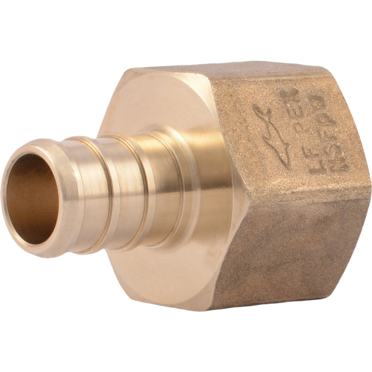 Lead-free brass PEX adapter with 1/2-inch barb and female threaded connection for plumbing under $50 collection