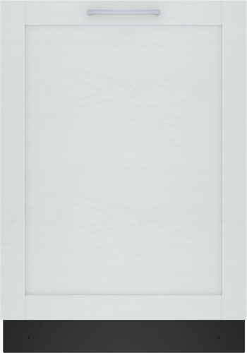 Built-in dishwasher with sleek white finished front panel and integrated handle from Kitchen & Kitchenware collections