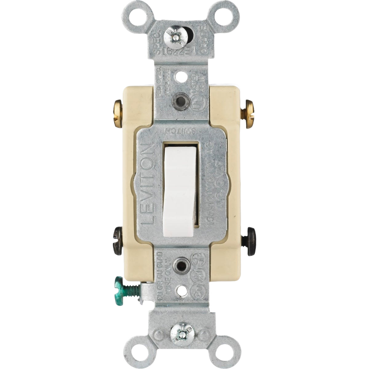 White grounded commercial 15A 4-way switch with metal mounting bracket for electrical and home improvement use under $50 collection